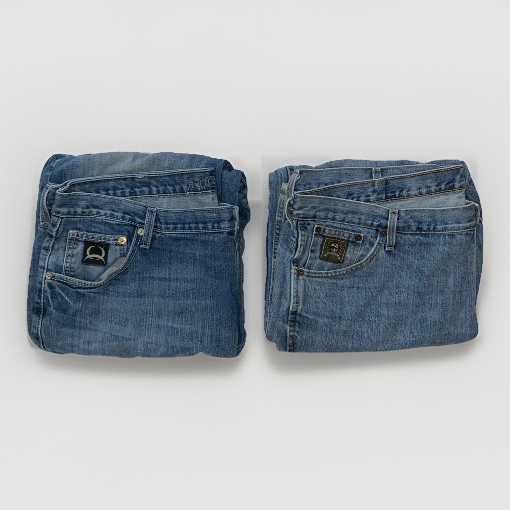 Cinch Black & Green Label CINCH UP Loose Fit Blue Jeans Mens 42 X 32  (2) Pairs